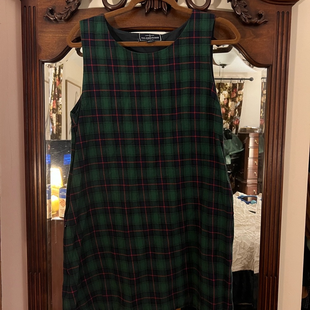 Kiel James Patrick Green Tartan Mini Dress Sz Med